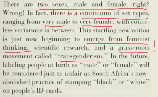 LMFAO. Rothblatt is calling this a “grassroots” movement. Billionaire says what? (Look up astro-turfing. Especially if you are lefty bloke with socialist in your bio). Get ready for some (lots) of sex is a spectrum, “intersex bingo” stuff.  #EverySingleTime.