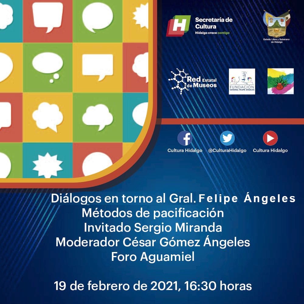 Olaff111's tweet photo. #MásArteYMásCultura 

La Secretaría de Cultura de Hidalgo junto con la Fundación Gral. Felipe Ángeles, Foro Aguamiel y Red Estatal de Museos, te invitamos a la primera sesión de los Diálogosen torno al Gral. Felipe Ángeles, donde abordaremos el tema “Métodos de pacificación”. https://t.co/7Wgv7bxKdh