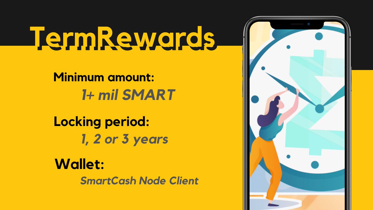 SmartIncome_'s tweet image. TermRewards is a rewards for long-term #SmartCash holders, which was introduced with the 2.0 Horizon release.
 
1 year term - 35% 🔥
2 year term - 40% 🔥
3 year term - 45% 🔥

Join the #Smart movement! 

Discord.SmartCash.cc

@coinkit_ give 5 5 $SMART #defi #crypto