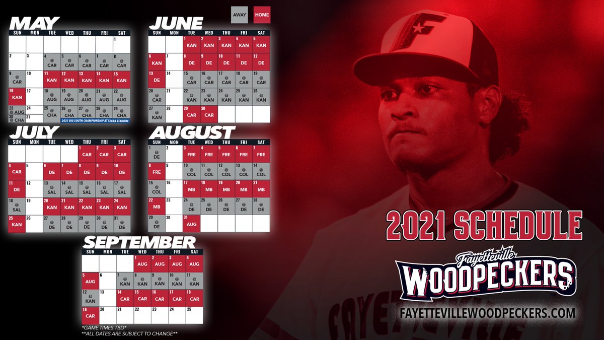 Fayetteville Woodpeckers (@woodpeckersnc) on Twitter photo π¨ BASEBALL. IS. BACK. π¨ 
Our 2021 regular season schedule is here! The Woodpeckers home opener at <a href="/SegraStadium/">Segra Stadium</a> is May 11th against the <a href="/Kcannonballers/">Kannapolis Cannon Ballers</a>! 
READ MORE βΆοΈ bit.ly/Fay21Schedule π¨ BASEBALL. IS. BACK. π¨ 
Our 2021 regular season schedule is here! The Woodpeckers home opener at <a href="/SegraStadium/">Segra Stadium</a> is May 11th against the <a href="/Kcannonballers/">Kannapolis Cannon Ballers</a>! 
READ MORE βΆοΈ bit.ly/Fay21Schedule