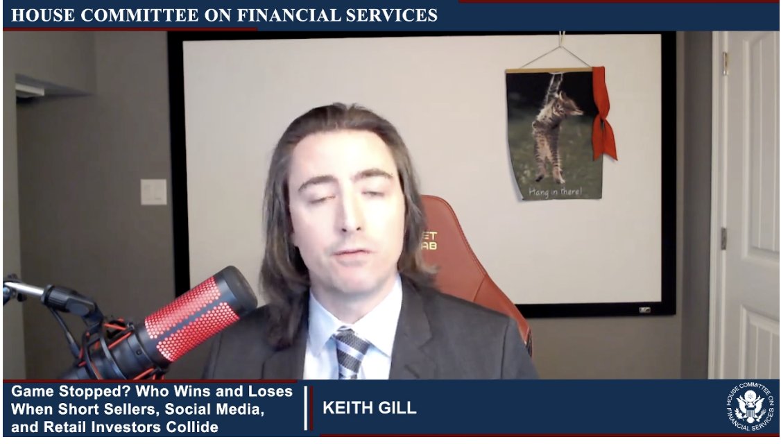Keith "Roaring Kitty" Gill said the trading shows he was "right about the company." Talks about his working class upbringing in Brockton, Massachusetts.He works for MassMutual, but says he had no clients and provided no investment advice. https://financialservices.house.gov/uploadedfiles/hhrg-117-ba00-wstate-gillk-20210218.pdf22/