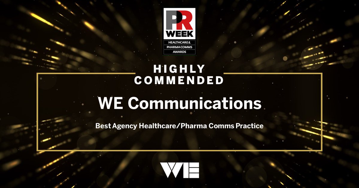WEcomms's tweet image. Virtual high-fives and congratulations to our #WEUK health team, for receiving a high commendation at @PRWeekuknews’ #PRWHealthcarePharma Awards in the Agency Healthcare/Pharma Comms Practice category! #WECelebrate