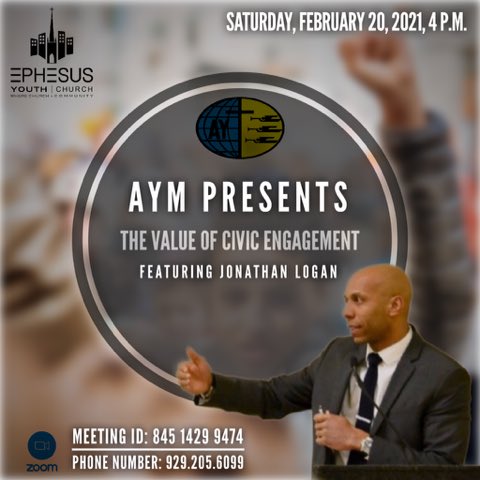 I’ll be speaking with our youth, however everything applies to all ages. I’ll be letting our youth know they have an obligation to their communities. I’ll be sharing how to engage community and where to go to have impact and influence on the change they want to see. <a href="/EphesusNYC/">Ephesus SDA Church</a>