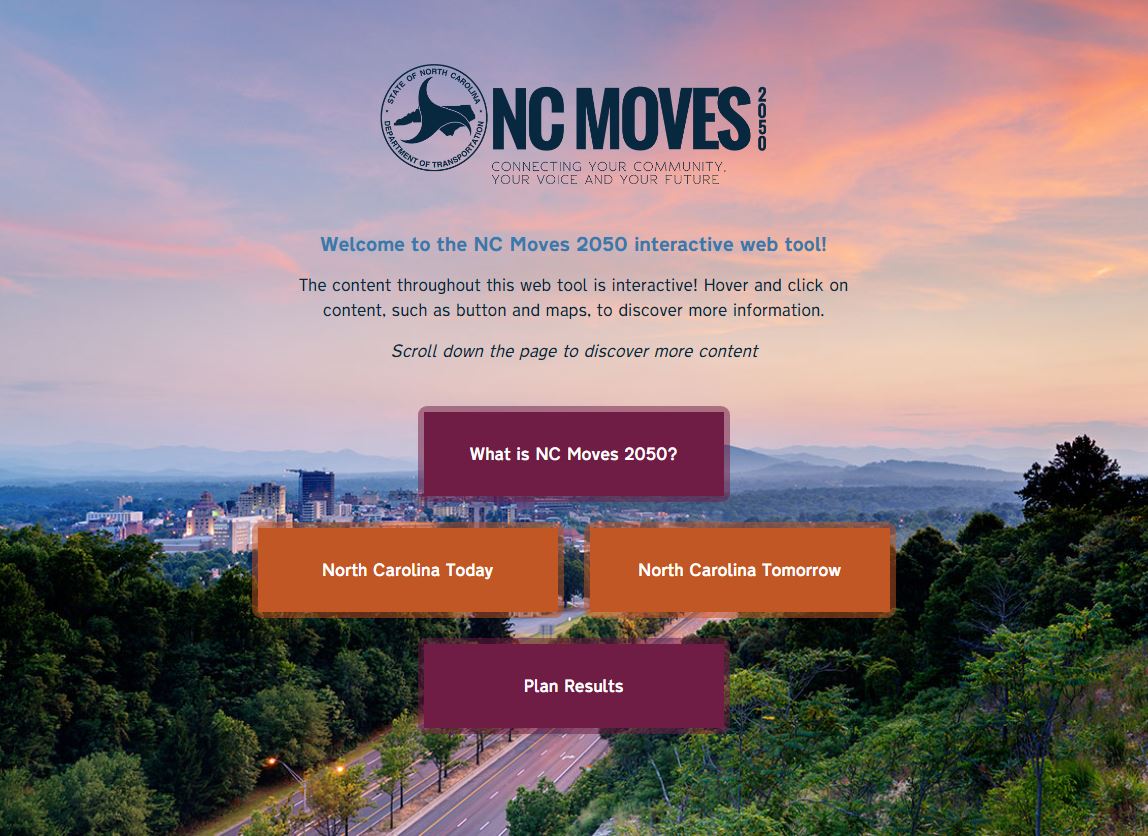 Where is #NC #transportation heading? New <a href="/NCDOT/">NCDOT</a> #NCMoves2050 long-range plan we created with <a href="/wspusa/">WSP in the U.S.</a>, <a href="/Camsys/">CambridgeSystematics</a>, &amp; others has some answers. Have fun exploring this interactive web tool to learn more ncdot.gov/initiatives-po…