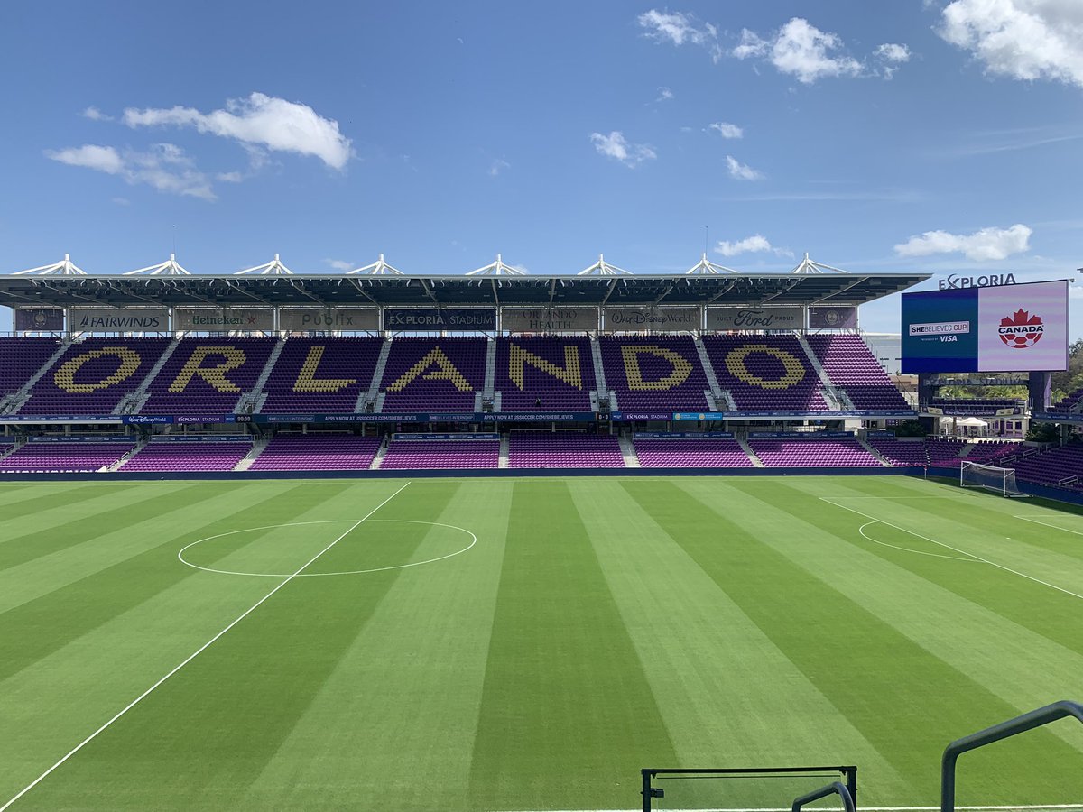 OrlandoCitySC's tweet photo. Sunny with a 100% chance of soccer at @ExploriaStadium today. ☀️😎 #SheBelievesCup https://t.co/ue03YLez0D