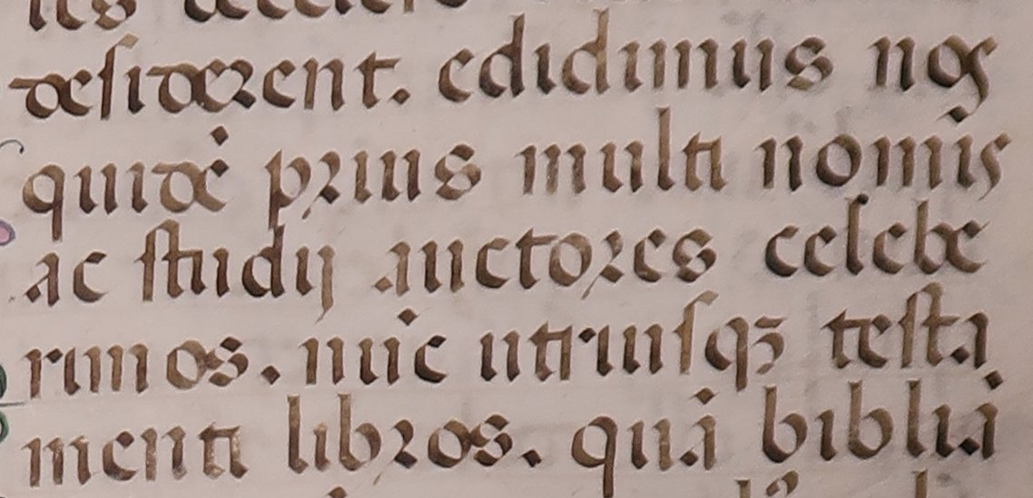 The preface itself continues onto the next page as well. Bussi supplicates to the Pope (in a dedication? Shocker!) while also taking care to ground his praise in promoting humanist thought too: "We printed for you many celebrated authors, now we do the Bible". He's marketing -BT