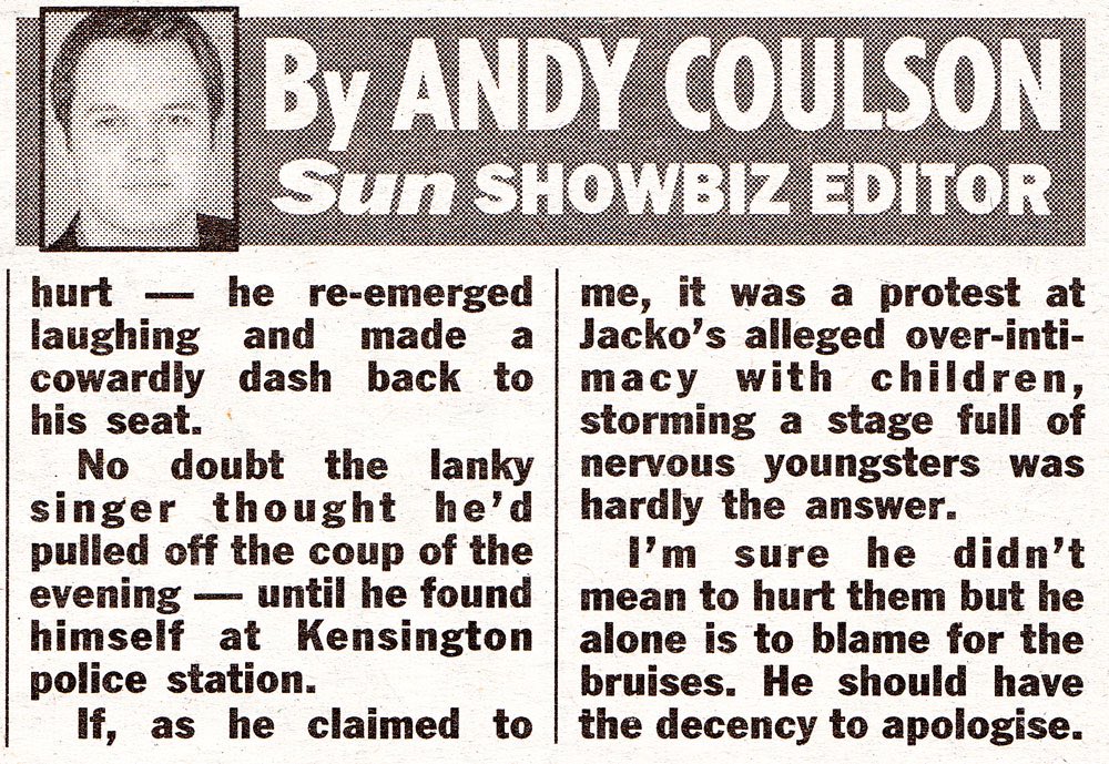 Wednesday morning’s press coverage was predictably toxic. The assault allegations were based on the accounts of the parents of three of the child performers. The tone of the parents’ allegations was serious, but the actual content was laughable. 12/31
