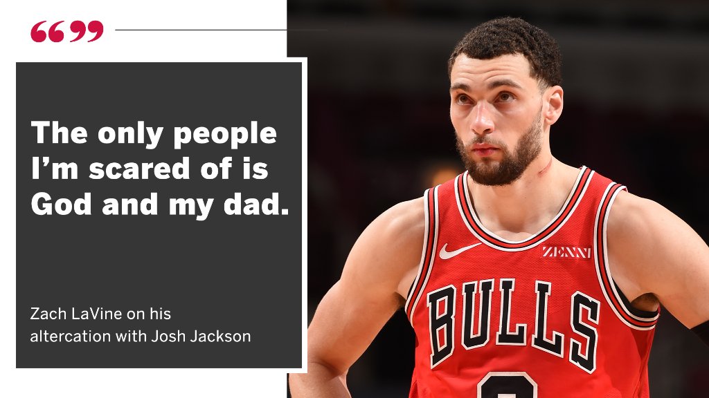 Zach LaVine explains his scuffle with Josh Jackson last night during the Bulls 105-102 win against the Pistons 😬😬