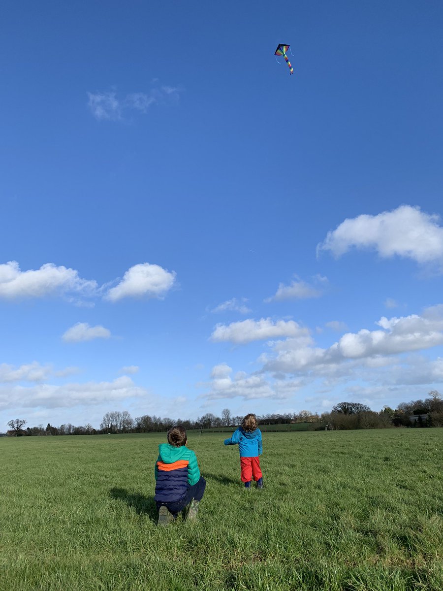 IAnsonC's tweet photo. It’s windy, the sky is blue... so of course we go fly a kite. Highly recommended for adults and children. So very mesmerising #goflyakite #LockdownActivityList https://t.co/Lg2rqTpznS