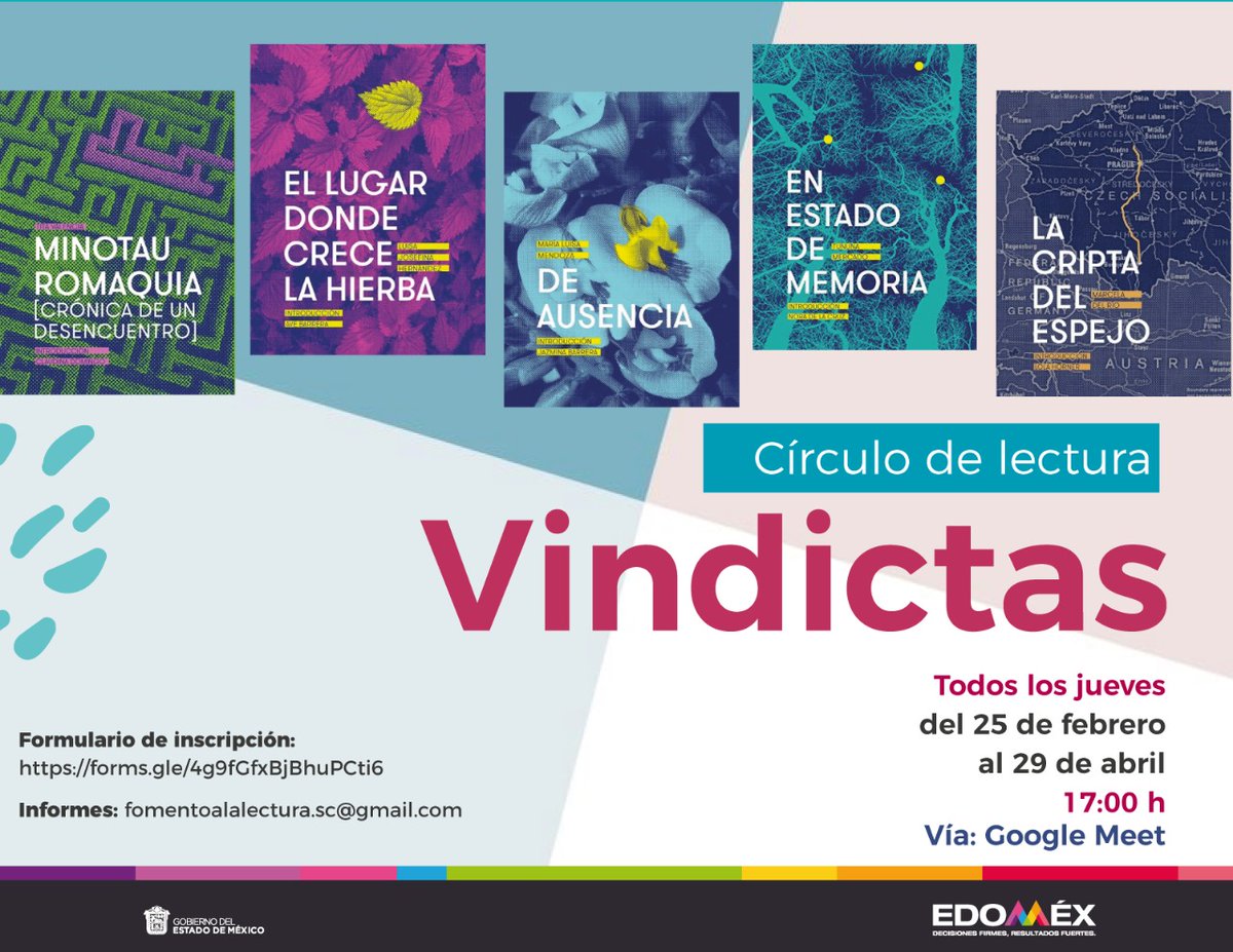 librosunam's tweet photo. 🕯¡Todos los jueves del 25 de febrero al 27 de abril, a las 17:00 hrs., vía Google Meet, se llevará a cabo el Círculo de Lectura Vindictas! 💥 ¡Tu lectura las ilumina! Te dejamos el enlace de registro👉 https://t.co/yQzoRfjkp5 🔥 @CulturaEdomex #Vindictas #LibrosUNAMenCasa https://t.co/FM6XC6KJQs