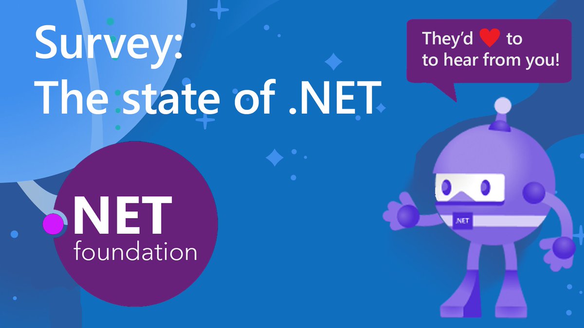 The <a href="/dotnetfdn/">.NET Foundation</a> needs your help. Participate in the .NET Foundation’s “State of .NET” survey and help shape the future of the .NET ecosystem. dotnetfoundation.org/about/survey