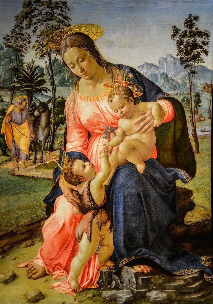 His genius is shown by his influence on the older Granacci, who painted Flight into Egypt c1494, 1st pic . @NGIreland Granacci returned to the subject, with less success: 2&3). It’s poss that M’angelo gave him a cartoon for the 1st work which resulted in Granacci’s greatest pic.