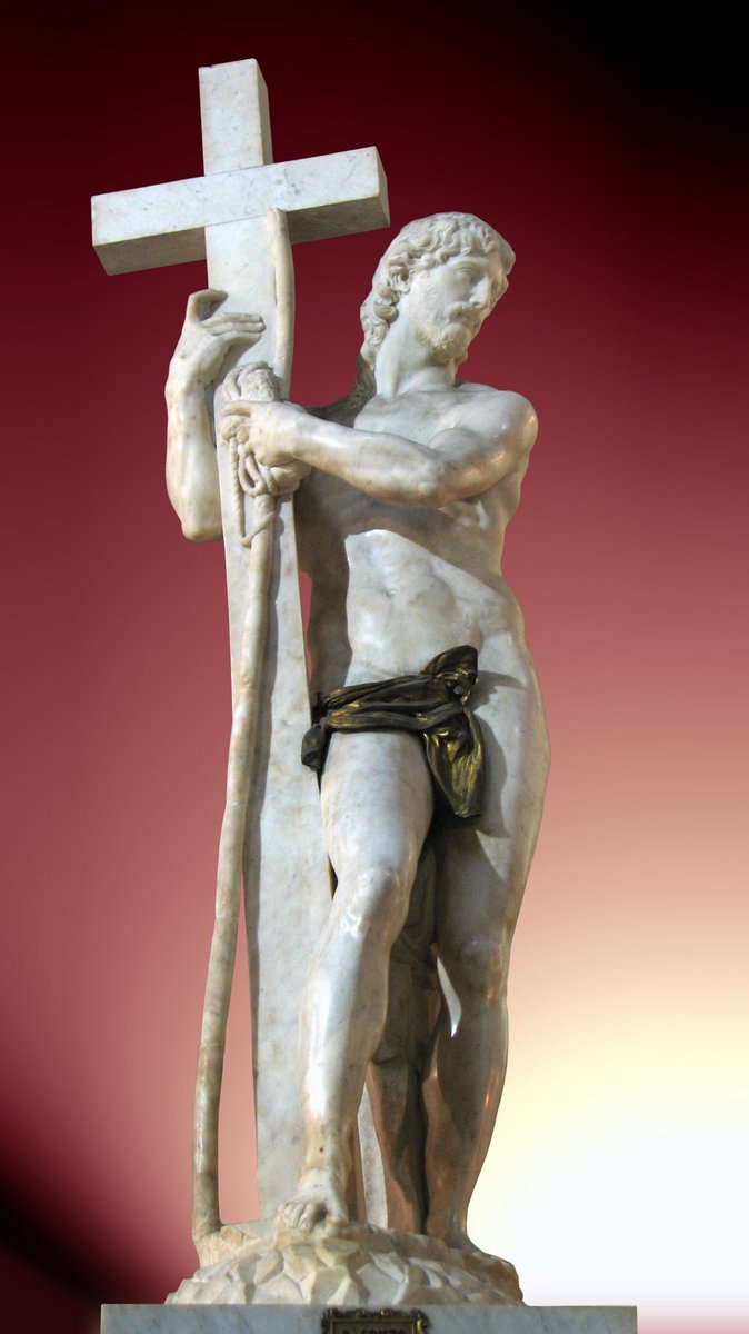 A work that has caused some discussion amongst art historians is his Risen Christ (1521). The original version was abandoned & this one was created, hastily, with the aide of others. However the torso, legs & contrappasto are Michelangelo’s