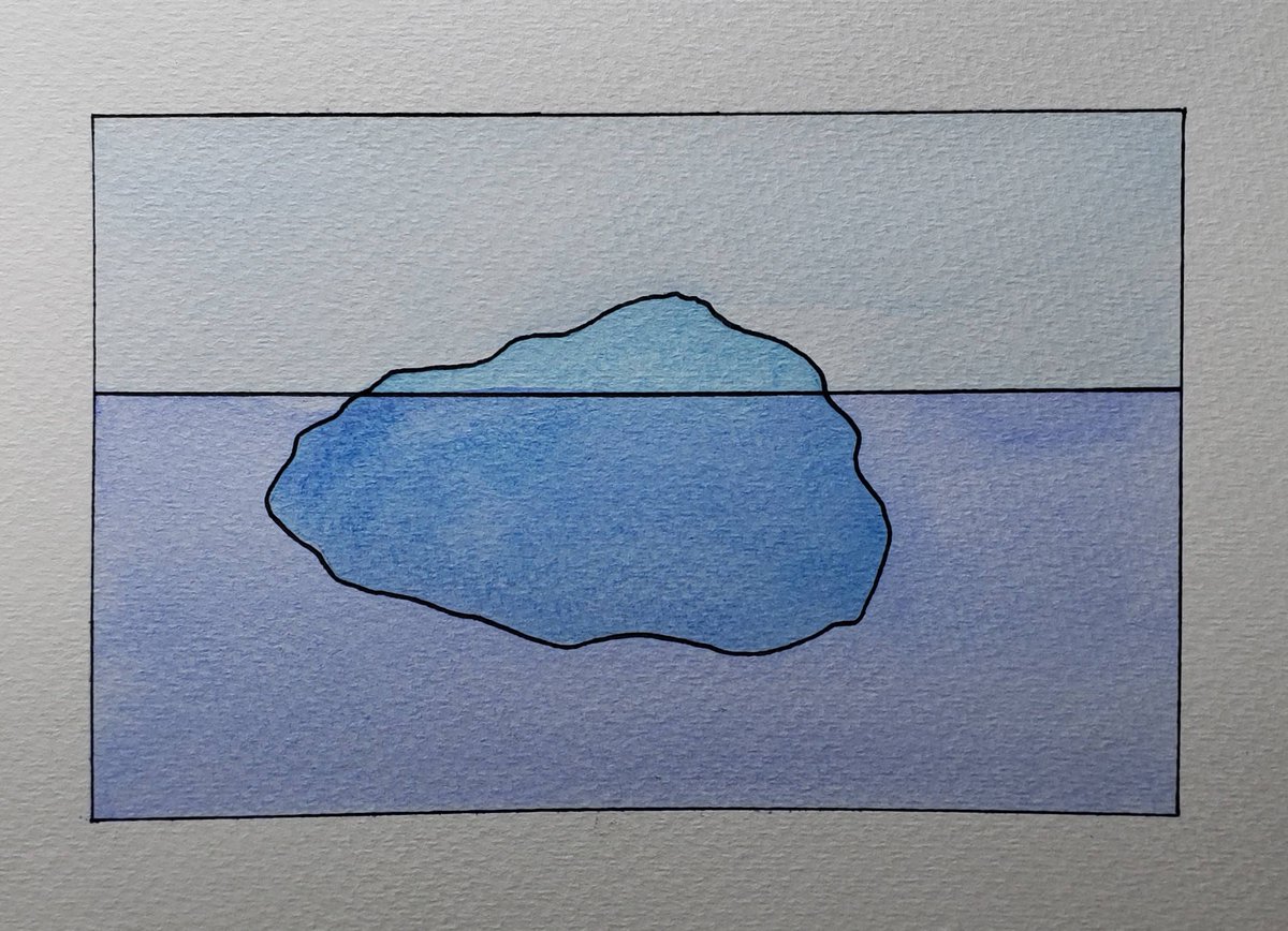 Today I channeled my energy into this very unofficial but passionate petition for scientists to start drawing icebergs in their stable orientations. I went to the trouble of painting a stable iceberg with my watercolors, so plz hear me out.(1/4)