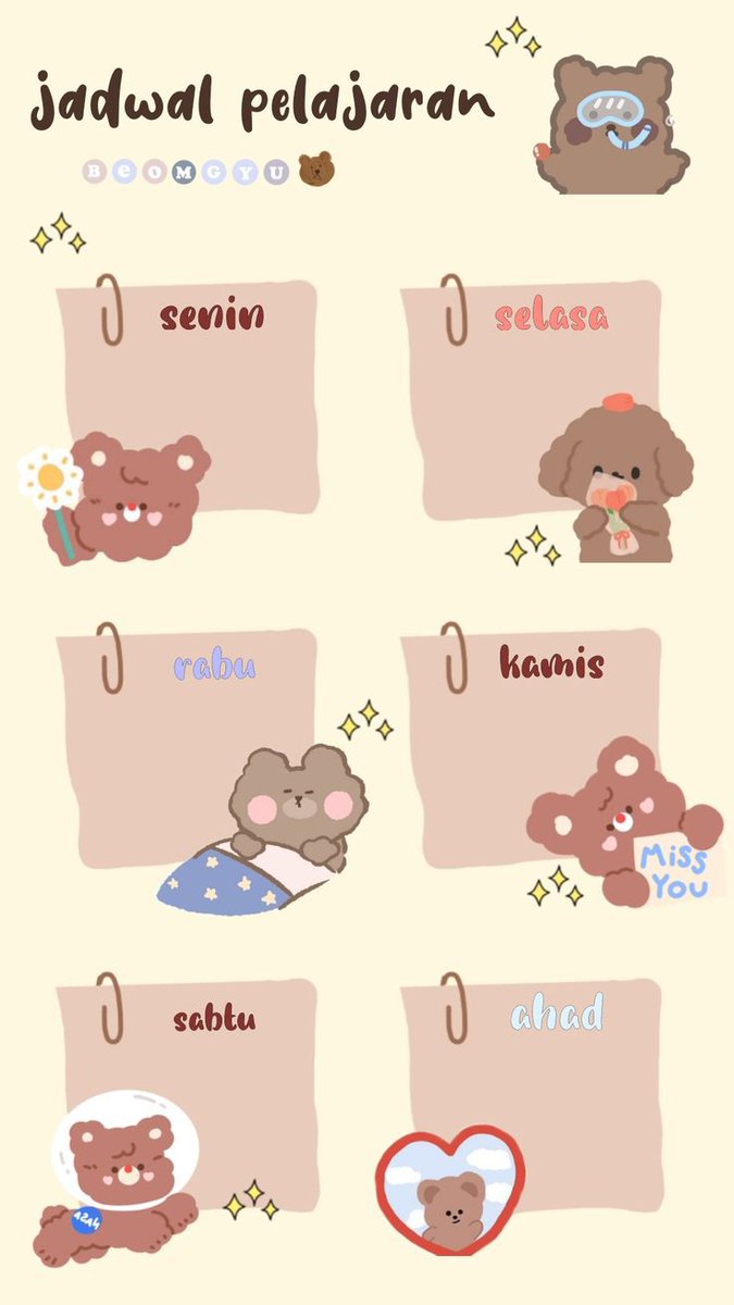 Kumpulan template jadwal pelajaran yang cantik & lucu-lucu —a thread