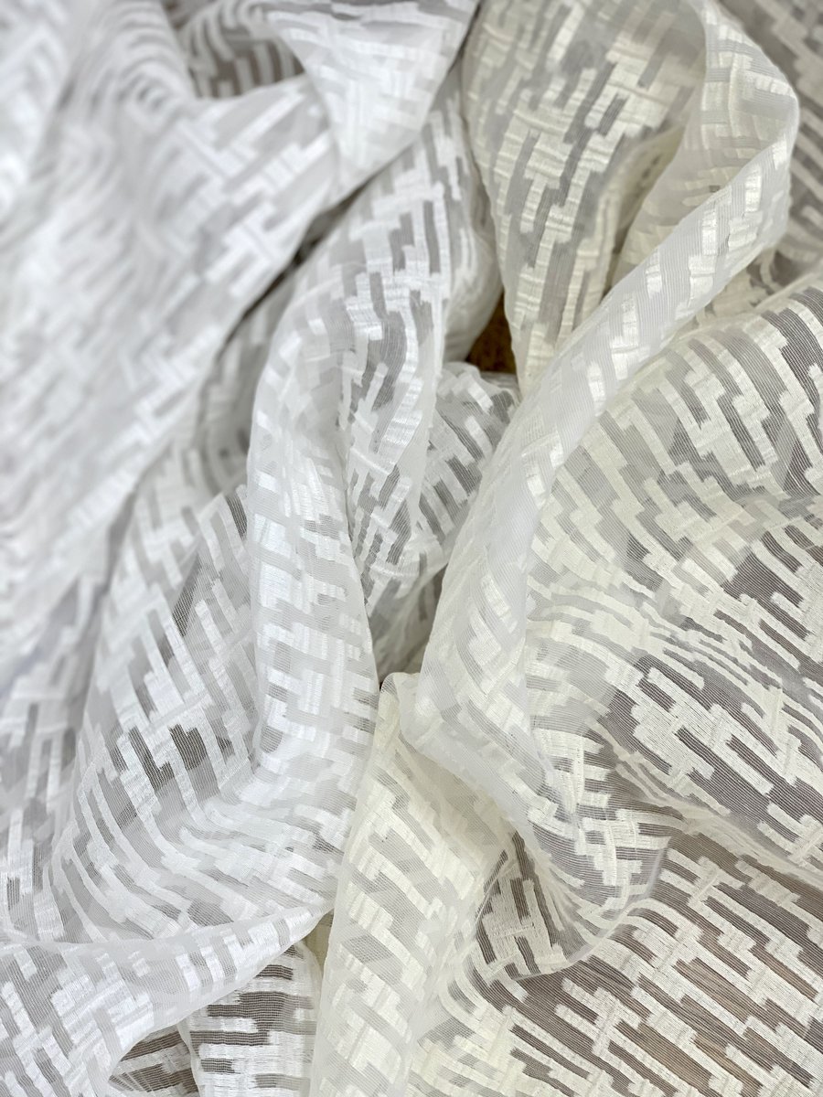 VFFabrics's tweet photo. Risen Bars has the movement and texture that many sheers lack. Its clipped maze pattern is geometric, yet the puckered effect gives the shapes a softer edge.

Click to Shop on our design library! https://t.co/lgFDg93FMQ

#welcometothevalley #valleyforgefabrics #textilethursday https://t.co/uRwfqfRLNw