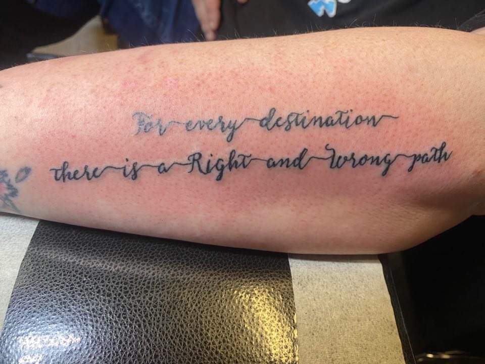 JullesLyn's tweet photo. I never get tattoos unless it means something on my heart. This one comes from this season of #MountainMonsters @TheAIMSTrvl where an inspiring quote was discovered. #RIPTrapper https://t.co/44AuhXS3xZ