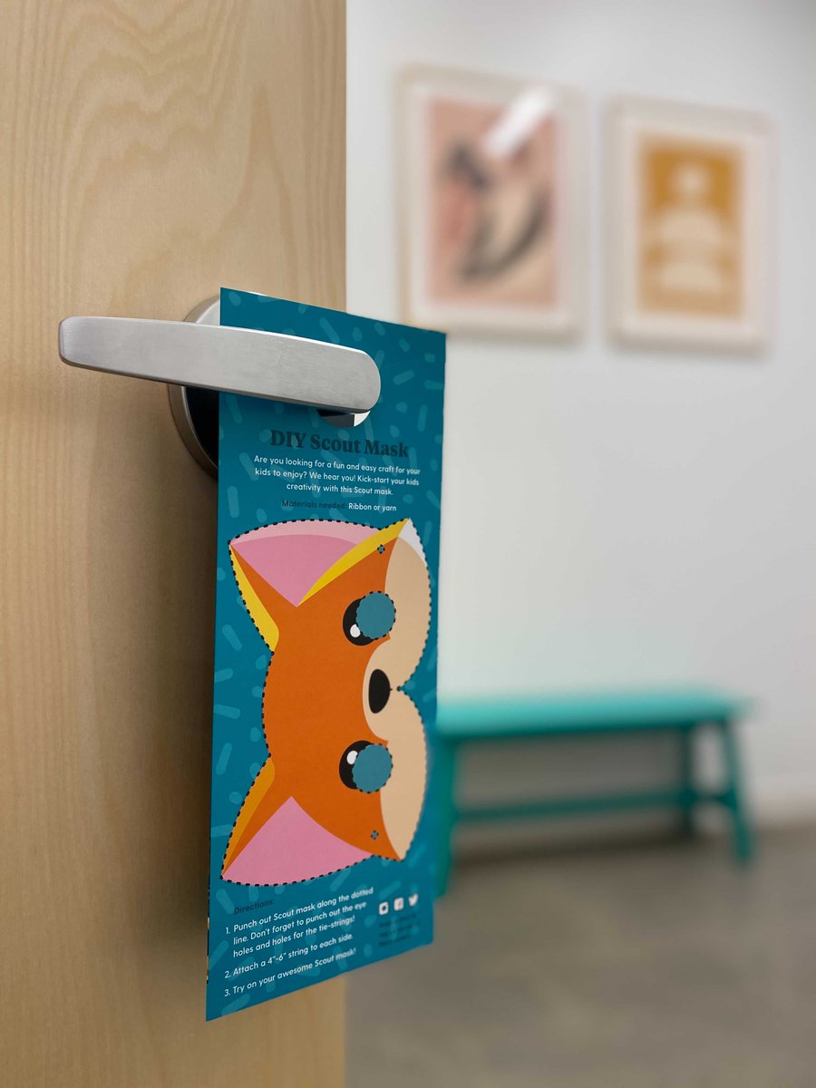 motherfuton's tweet photo. When you door hangers have a pop-out mask for the kiddos on the back. 

It’s always about the kids @bravecare.

Design by @cindythuyvan. https://t.co/XvB5vLawvH