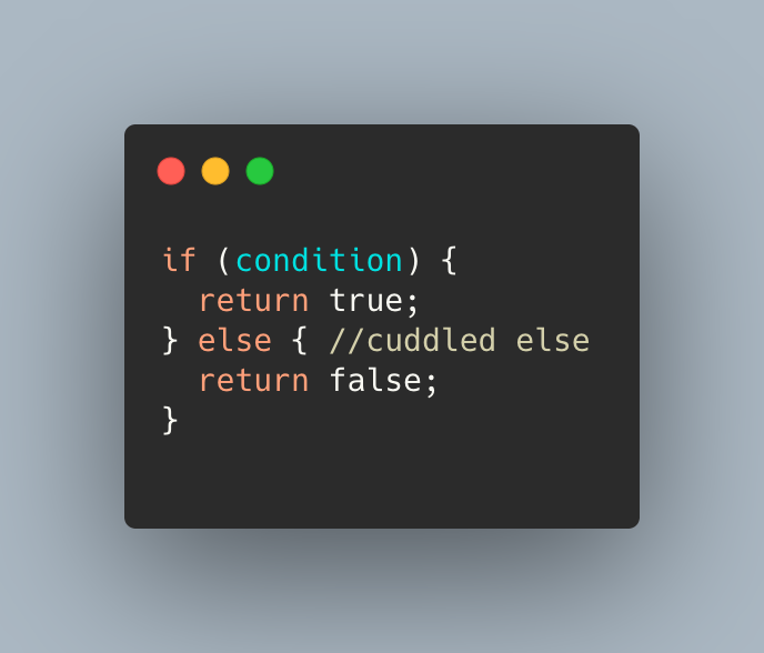 ChaelCodes's tweet photo. A cuddled else is my favorite programming term. I actually changed how I indent so my `else` could be snug and cozy between its curly braces. https://t.co/pDY1wERaUW