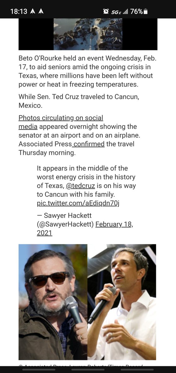 JanYugo's tweet photo. @tedcruz @BetoORourke @nytimes @sfpelosi Ted Cruz helps himself to a daquiri in climate controlled Cancun 
while Beto O'Rourke helps the seniors of Texas during a climate emergency #BetoForGovernor #ResignTedCruz #CancunCruz #ClimateCrisis #CruzToCancun https://t.co/QwdpYD0WKe