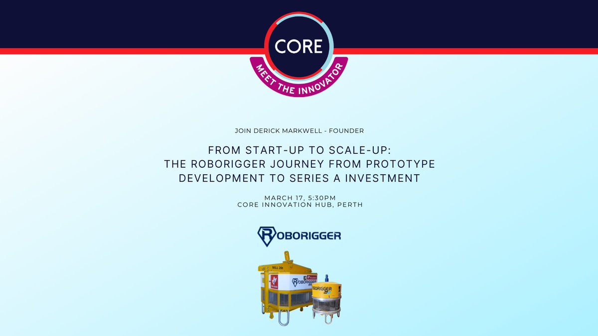 CORE_Innovation's tweet photo. Ready for the next #MeetTheInnovator? March guest Derick Markwell, founder of  #Roborigger is! 

Learn about a new way of thinking about crane lifting &amp; logistics  -  where people make the decisions and machines do the work. 

Tickets on sales now >> https://t.co/rT2MX4aTnn https://t.co/5atwUbVLAX