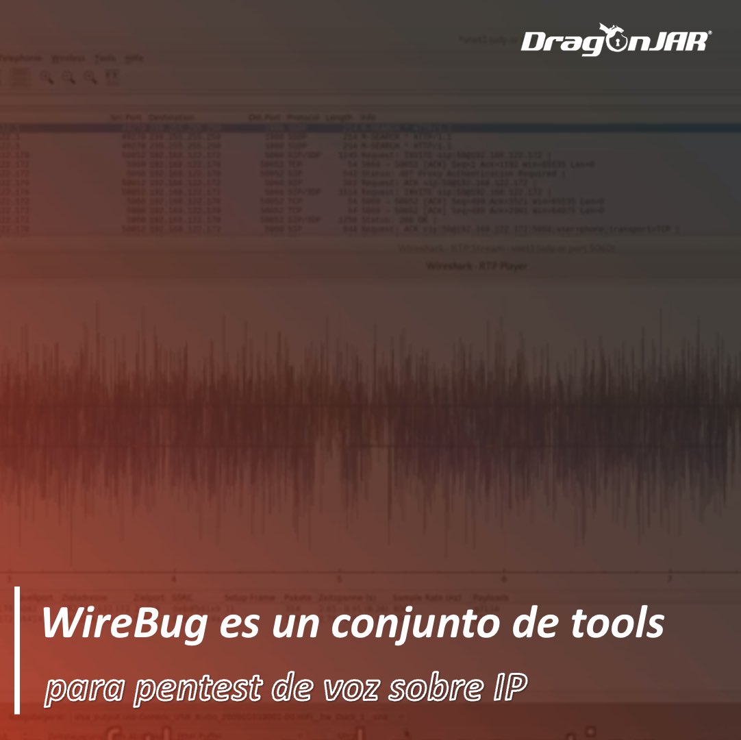 DragonJAR's tweet image. WireBug, un conjunto de herramientas para pruebas de penetración de voz sobre IP github.com/SySS-Research/… #WireBug #VoIP #HackingVoIP #Hacking #Pentest