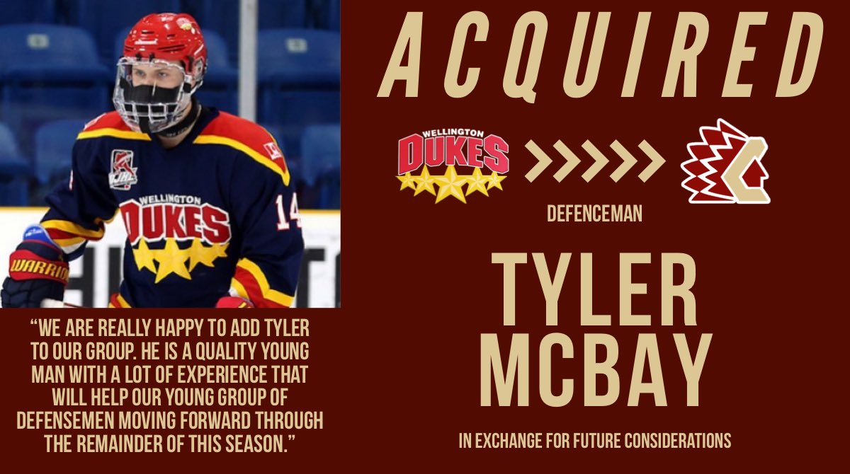 NEWS: Chiefs Acquire Tyler McBay from Wellington

🔗chilliwackchiefs.net/chilliwack-chi… #ChwkChiefs