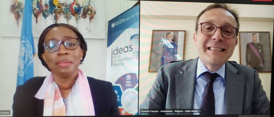 ECA_OFFICIAL's tweet image. .@ECA_Official @SongweVera & @dumontfrancois3, Ambassadeur de Belgique en Éthiopie ont discuté des potential domaine de coopération; envisagent de collaborer à travers l’initiative #ICT #coding4girls & tirer parti de #ICT pour la création d’emplois chez les jeunes filles.