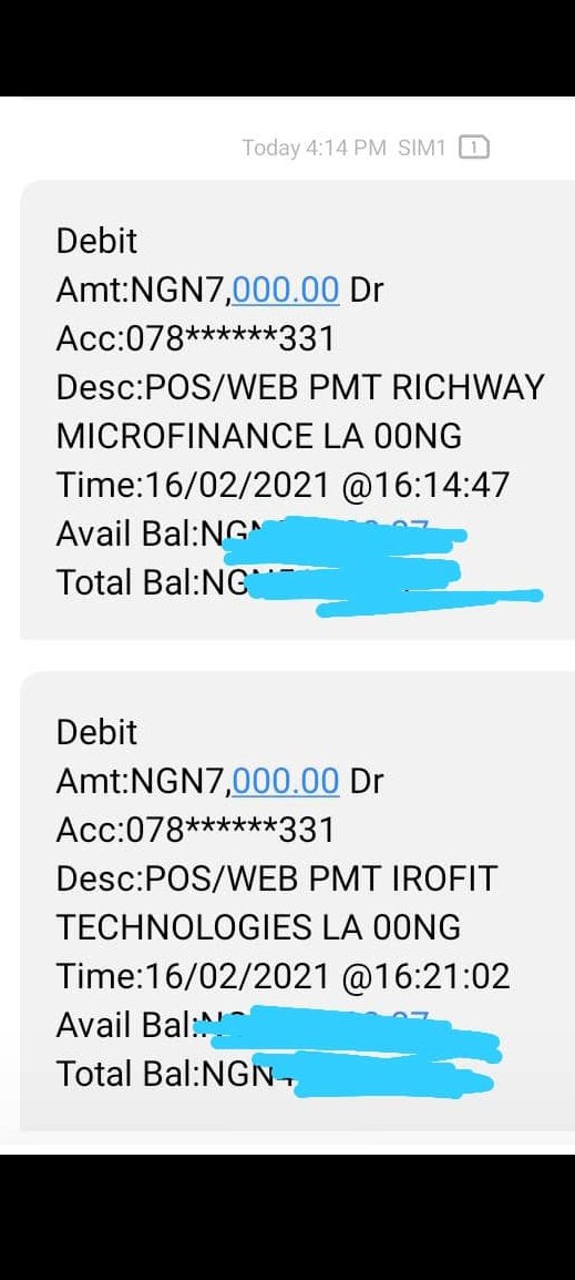 Tgmelf's tweet photo. @Richway_mfb Hello, how do I get a reversal? I used your  POS centre in Lagos State on 16th February 2021.  The transaction declined but I was still debited the sum of N 7000 only. https://t.co/58cle8ibX5