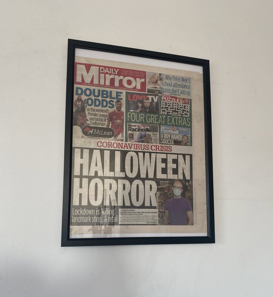 sophiemclaugh1's tweet photo. My sister and friend have my front page story hanging up in their flat and if that isn’t love I don’t know what is xx https://t.co/j7euyDne5O