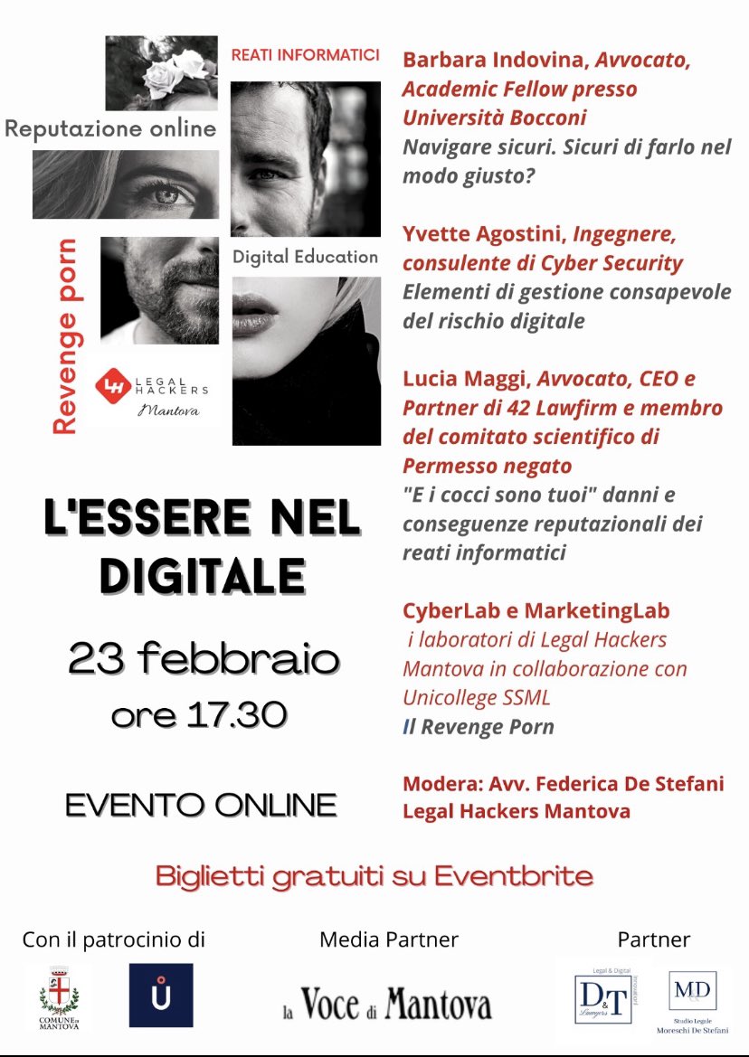 Martedì 23 febbraio ore 17.30.
Evento online (biglietti gratuiti su eventbrite)