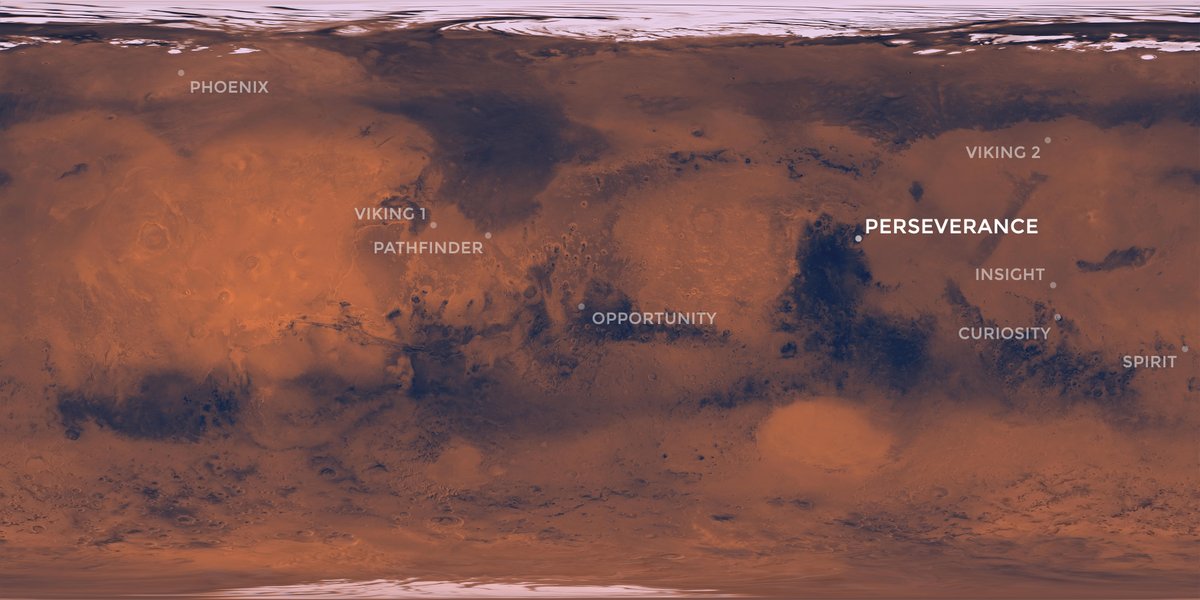 Gale Crater Mars Map Jason Major On Twitter: "Here's A Map Of All The Places Where @Nasa Has  Successfully Landed On #Mars, As Well As Where Perseverance Will Land  Today. Jezero Crater Is About 2,300 Miles (