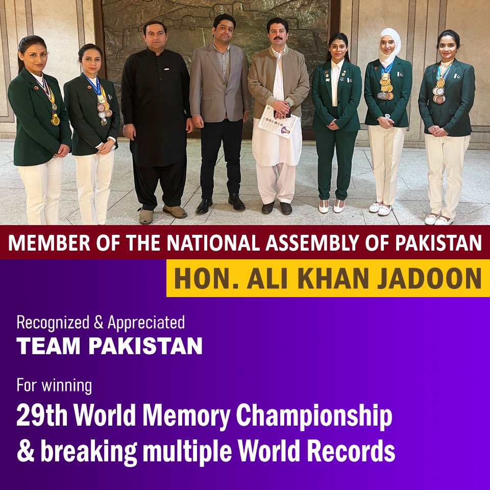 FuturisticLearn's tweet photo. Team Pakistan with Honorable Ali Khan Jadoon, Member of National Assembly of Pakistan.
#SaniaAlam #ShomieAlam #EmmaAlam #KisaZehra #AbeerahAther #IHMDI #COFW #FLNow #Achievements #GoldMedalist #Champion #Pakistan #Gratitude #DrAlam #Memory #NationalAssemblyofPakistan https://t.co/IeVwkTAqXI