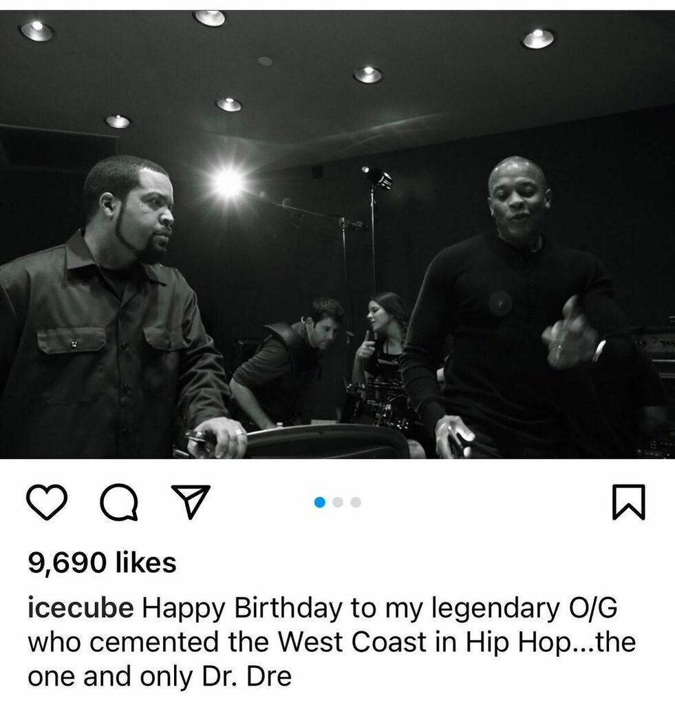 Ice Cube wishes Dr. Dre a happy 56th birthday.  