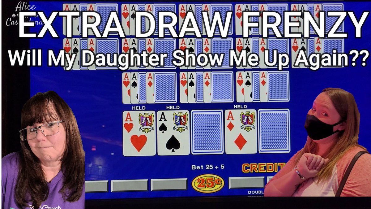 AliceInCasino's tweet photo. Extra Draw Frenzy Video Poker! I have had a love/hate relationship with this game. So will my daughter show me up again?? #videopoker #ExtraDrawFrenzy #doubledoublebonus #YouTube #AliceInCasinoland #YouTubeChannel #casino #GamblingTwitter https://t.co/UZMCx5IWnQ https://t.co/7p2UshNsHR