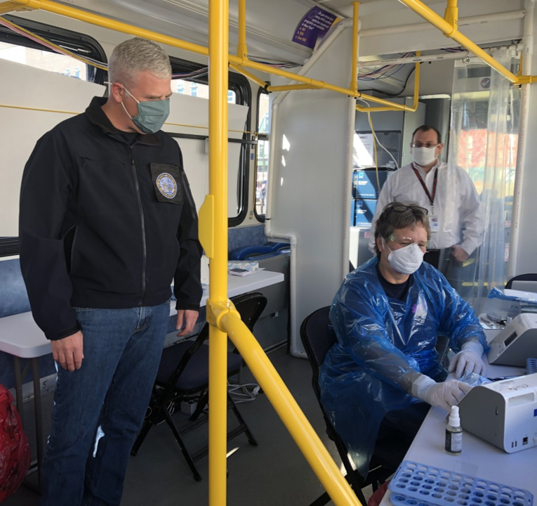 jasongarnar's tweet photo. Our team hunkered down and came up with a great idea, to put our own #COVID19 rapid test site on a bus - to make it mobile and get it out into the community. To date we have completed over 12,000 tests! #BroomeisGood #StateofBroomeCounty https://t.co/rQR36l1phy