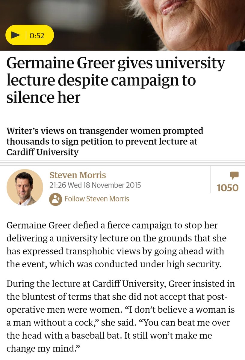 This Policy Exchange report by Simpson and Kaufmann polled people on whether they agreed with Cardiff University's decision to de-platform Germaine Greer. The problem is that she wasn't de-platformed.