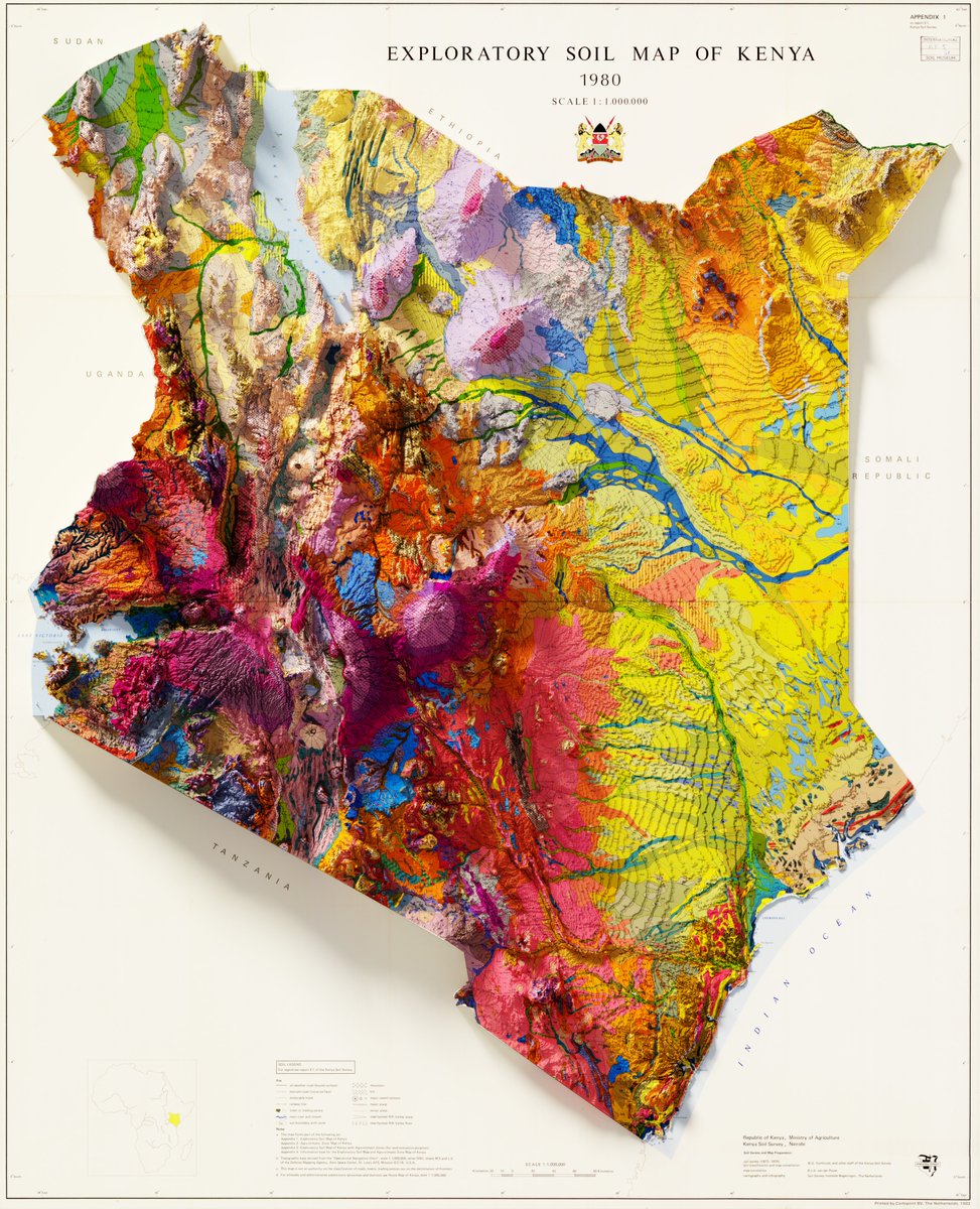 geocarta's tweet image. Exploratory soil map of #kenya ? #b3d #srtm