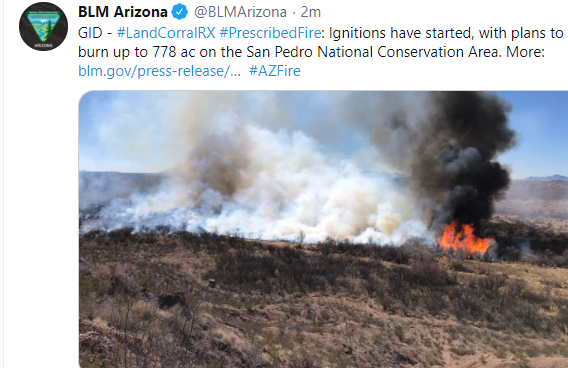 CCFirenIncident's tweet photo. Per #BLMAz: #PRESCRIBEDFIRE PLANNED FOR #SANPEDRORIPARIANNATIONALCONSERVATION AREA
Project will improve a cienegas wetland in the San Pedro Valley.Public Affairs Specialist June Lowery,520-258-7223.
https://t.co/kb7P5qzpSc . https://t.co/hFEuVVoPOw #RxBurn #Smoke #CochiseCounty https://t.co/JNUlFYUVNT