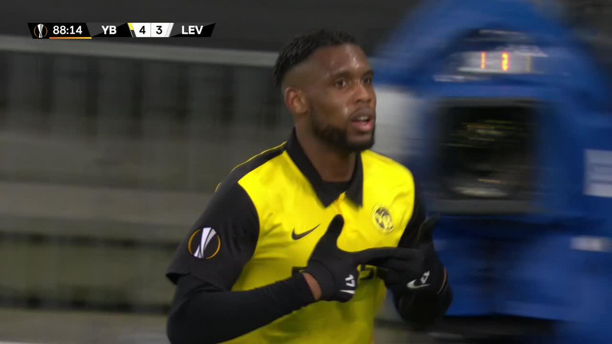 3' — Young Boys 1-0 Leverkusen
19' — Young Boys 2-0 Leverkusen
44' — Young Boys 3-0 Leverkusen
49' — Young Boys 3-1 Leverkusen
52' — Young Boys 3-2 Leverkusen
68' — Young Boys 3-3 Leverkusen
89' — Young Boys 4-3 Leverkusen

This game. 🤯
