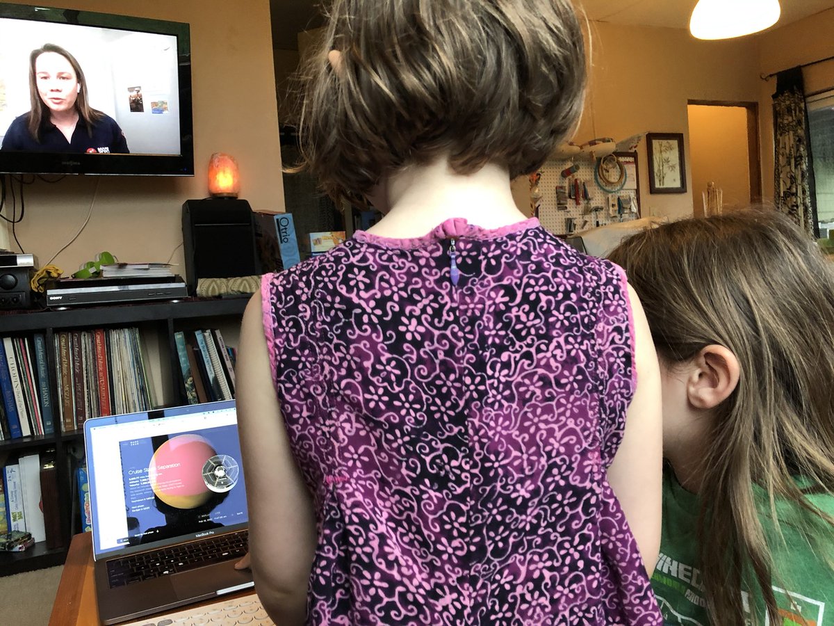 anthonystclair's tweet photo. @NASAPersevere YouTube livestream ✅. Daughter and son checking out NASA Eyes Perseverance live data simulation ✅ Max excitement ✅ #CountdownToMars #Perseverance #PerseveranceRover https://t.co/ioE9EUUao8