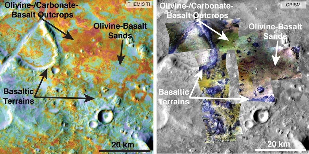 CRISM can detect reflected light from the surface in the visible (VIS) and near-infrared (NIR), which can be used to identify various minerals spectrally and spatially. VNIR is used bc molecules vibe in NIR and atoms transfer electrons in VIS.