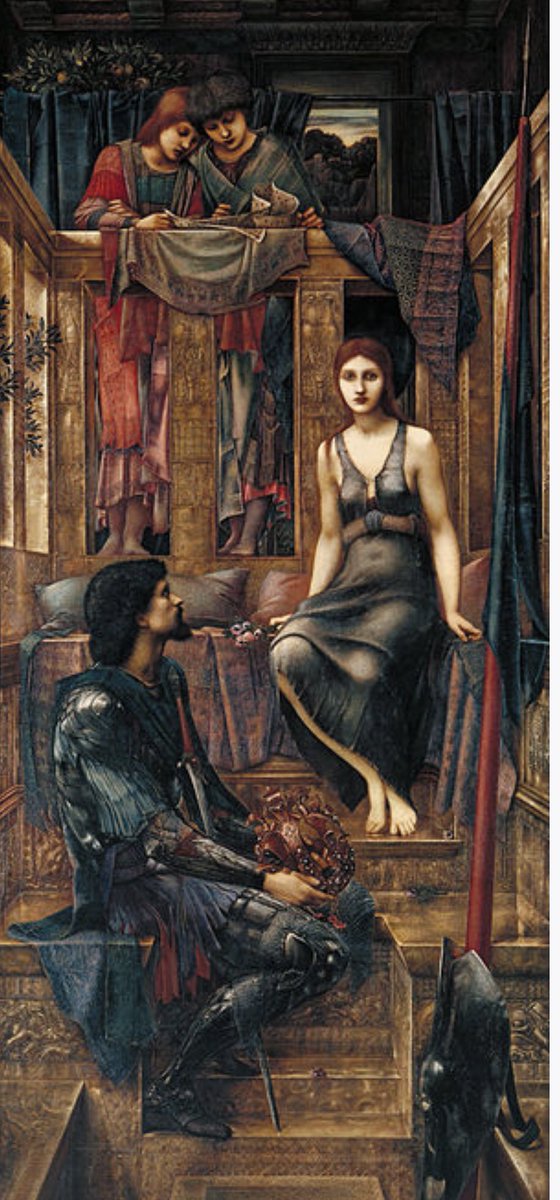 4/5 King Cophetua and the Beggar Maid painted in 1884 by Edward Burne-Jones. It tells the story of Prince Cophetua of Ethiopia who fell in love with a beggar named Penelophon. You can see this painting in  @BM_AG