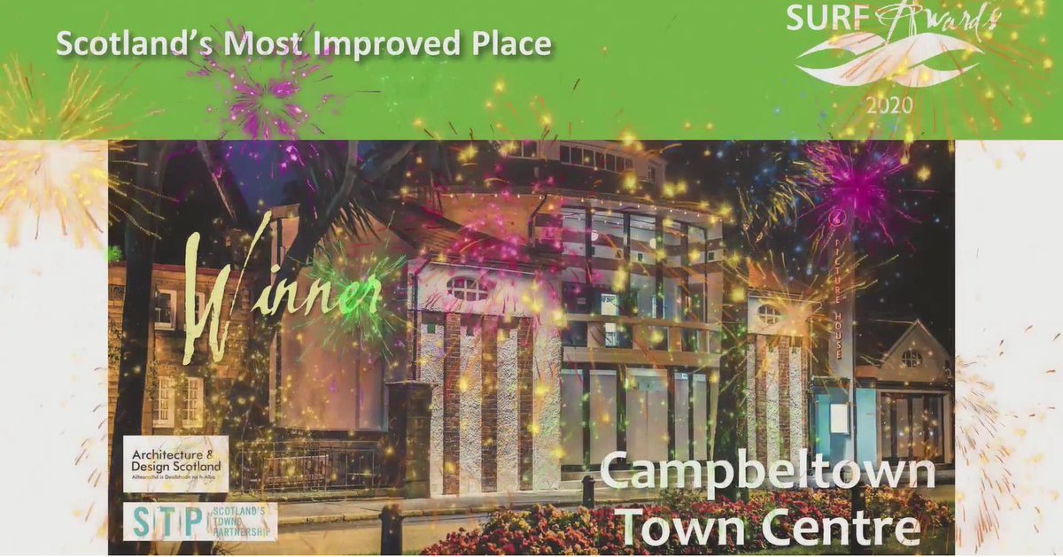 Congratulations to #Campbeltown Town Centre, winner of Scotland’s Most Improved Place at the 2020 #SURFAwards! Very well deserved, and STP is delighted to co-sponsor the category.👏🏆

Congratulations also to the shortlisted entries, #FernbraeMeadows (Rutherglen) and #NewCumnock.