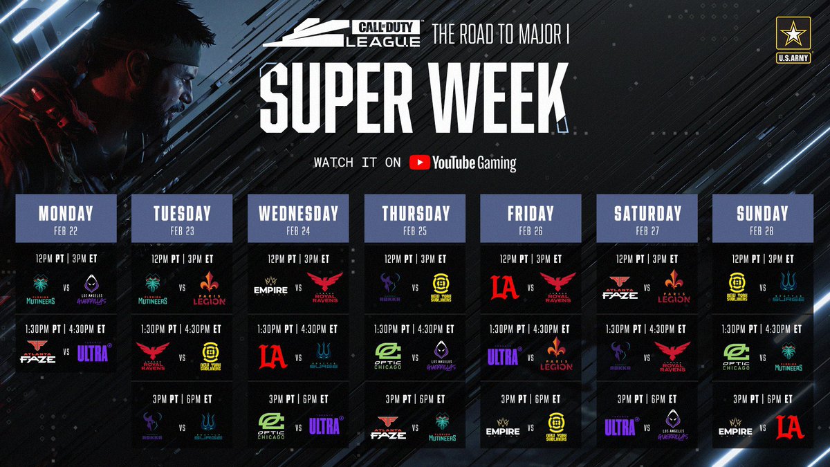 intelCDL's tweet photo. 🚨 BREAKING: @CODLeague has rescheduled this weekends matches to a “super week” 

7 straight days of matches, starting Monday 22. https://t.co/5jr7a8LhB2
