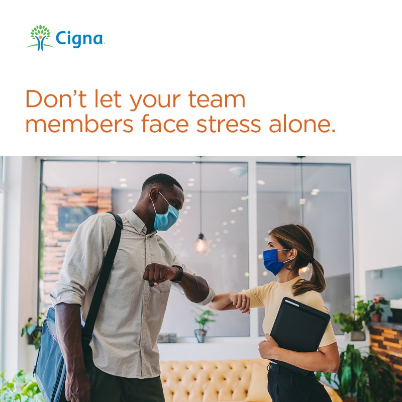 Cigna's tweet photo. From stress visualisation tools to stress management videos. Cigna has expert resources to check in on your employees so they can build resilience to stress.