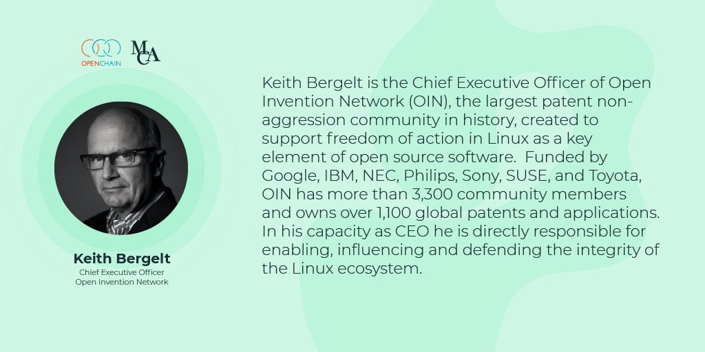 mcalawfirm's tweet photo. #KnowYourSpeaker
Keith Bergelt is the chief executive officer of Open Invention Network (#OIN), the collaborative enterprise that enables innovation in open source and an increasingly vibrant ecosystem around #Linux. 
@openchainproj 
#events #startup #DigitalIndia #FOSS https://t.co/gtg25wRuaM