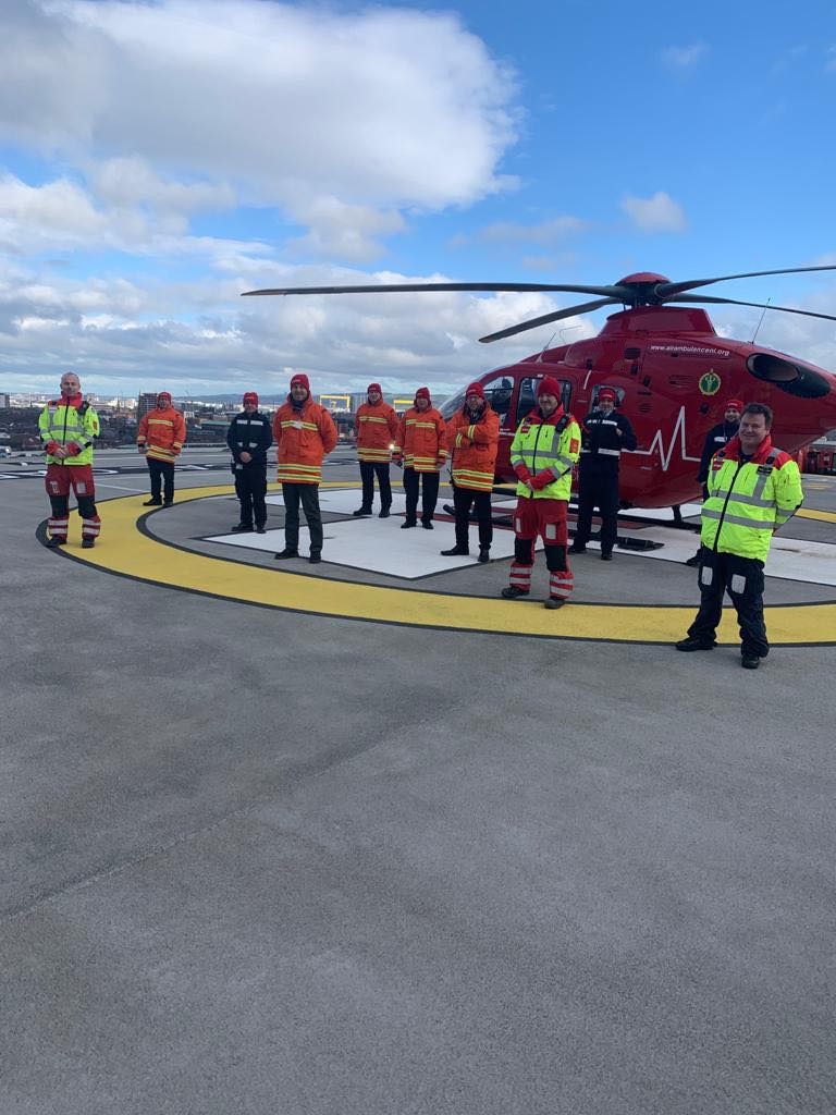 AirAmbulanceNI's tweet photo. Today is the 1st Anniversary of our heli landing on top of the RVH Helipad 🚁 Since the first test flight on the 18th February 2020, the Royal Victoria Hospital has had 164 landings by AANI! Read how this has advanced patient care: https://t.co/ErDTkDmg01 @NIAS999 @BelfastTrust https://t.co/FD5Fctv0YN