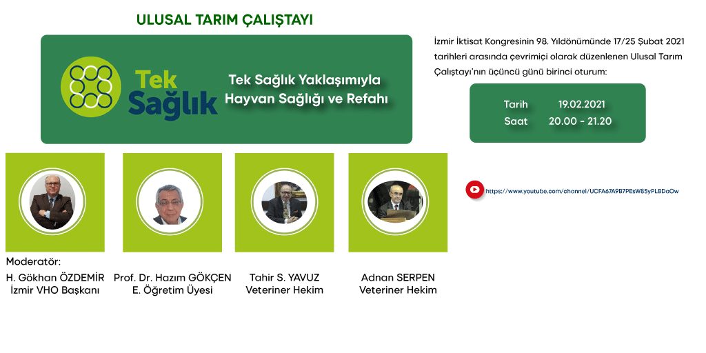 "Tek Sağlık Yaklaşımıyla Hayvan Sağlığı ve Refahı"
19.02.2021 Saat: 20.00-21.20
youtube.com/channel/UCFA67…
...