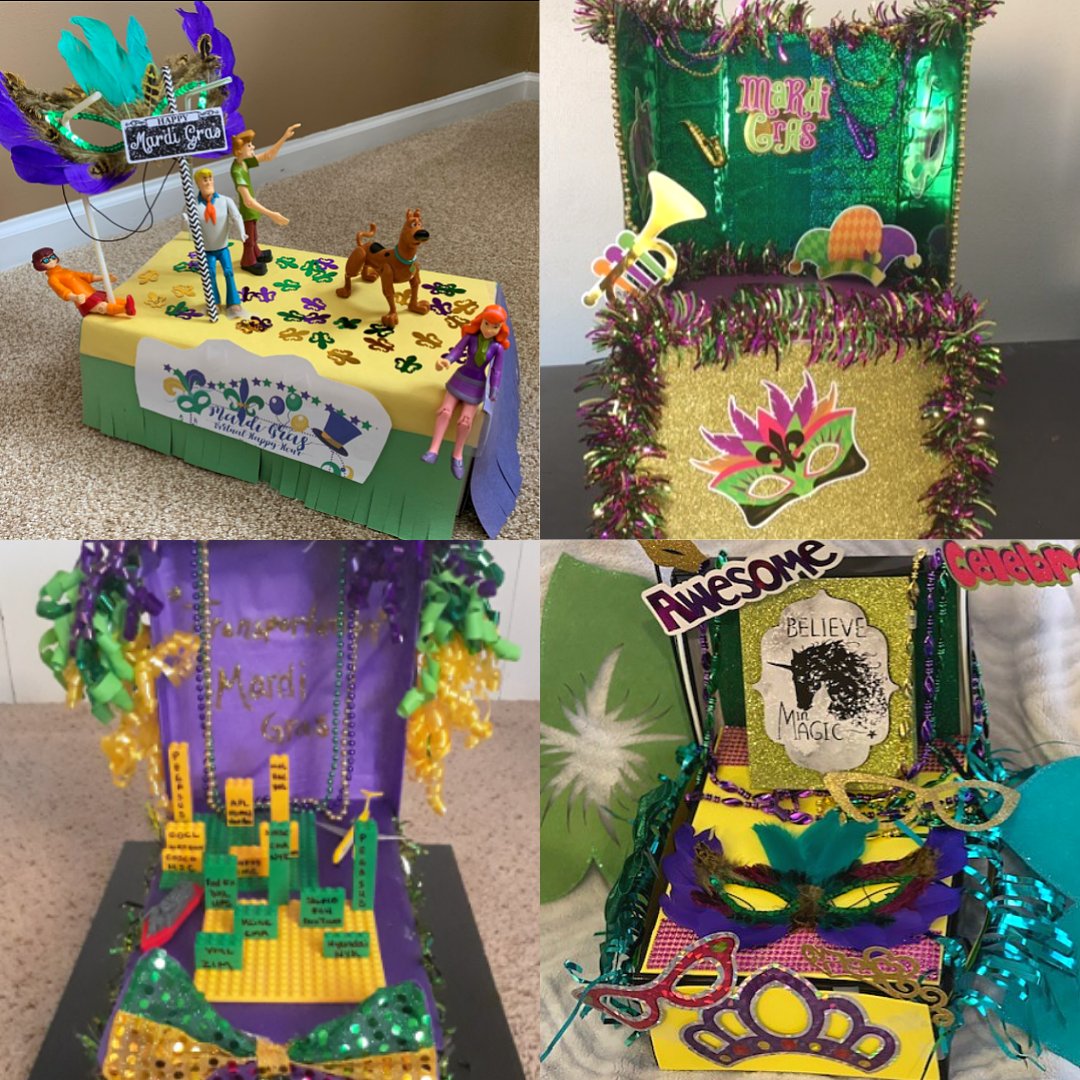pegasus_dallas's tweet photo. Our annual Mardi Gras celebration looked a little different this year with a virtual costume and shoebox float competition. Laissez les bon temps rouler in any way you can! #mardigras #fattuesday #thedifferenceisfun #pegasuslogisticsgroup https://t.co/jpsWuMzifG